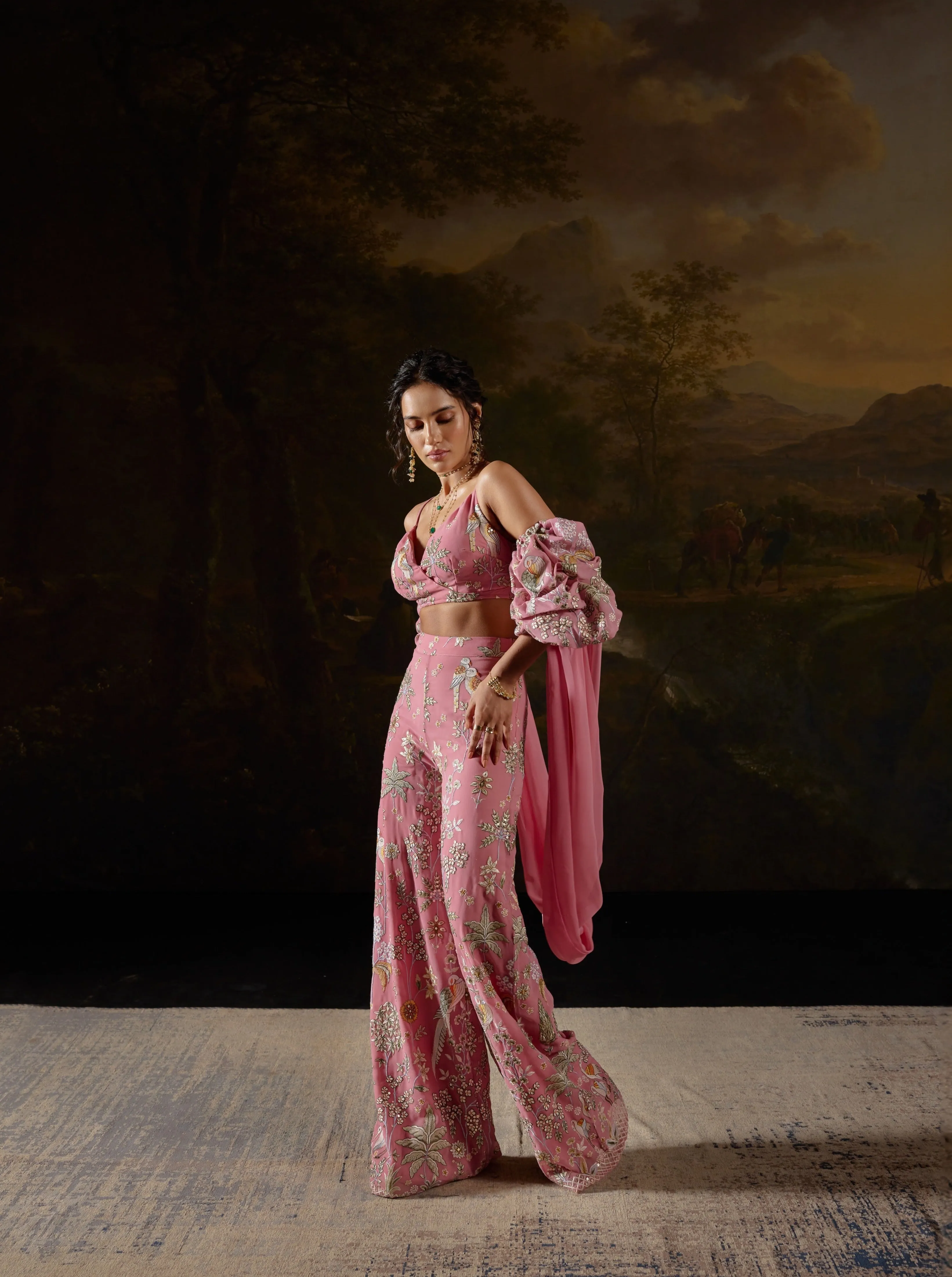 Mayuri Pink Embroidered Coord set