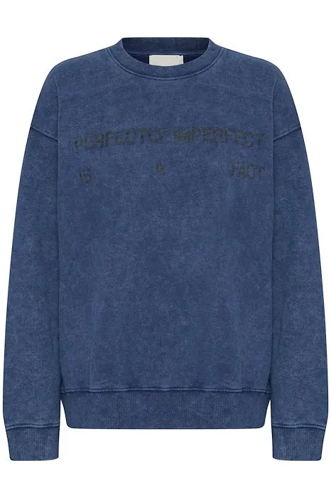My Essential Wardrobe Diego Front Print Sweatshirt in Dark Blue Rando