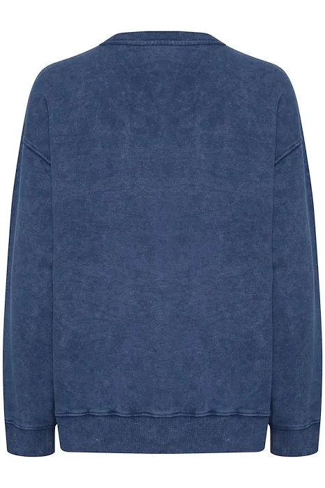 My Essential Wardrobe Diego Front Print Sweatshirt in Dark Blue Rando