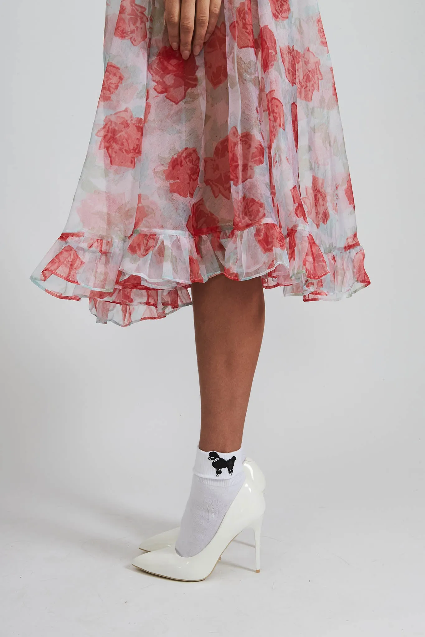 Ruffle Skirt in Painted Rose Organza